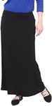 Kosher Casual Women's Maxi Skirt Wrinkle Free Silky and Dressy Fabric Size 24 Black