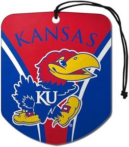 FANMATS 61615 NCAA Kansas Jayhawks Hanging Car Air Freshener, 2 Pack, Black Ice Scent, Odor Eliminator, Shield Design with Team Logo