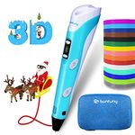 Sunfuny 3D Pen Kids, 3D Printing Pen with 150ft PLA Filaments 3D Drawing Accessories Kit, stylo Impression 3D Printer Pens Doodler 3D Craft Art Pen Set Christmas Gift for Kids, Carrying Bag(Baby Blue)