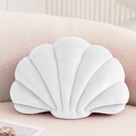 XIAIJIA Seashell Decorative Pillow Shell Shaped Throw Pillow 3D Insert Beach Pillow Soft Velvet Pillow Sea Ocean Decoration Couch Bed Pillow Cushions(White,14 X 11 inch)