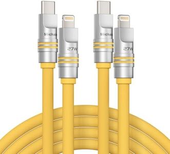 Hichain USB C to Lightning Cable 2Pack 6.5FT Yellow USB C 27W Chubby Fast Charging Cable Type C Charging Cord iPhone Fast Charger Lightning Cable Ultra Soft Charging Cable for iPhone & iPad