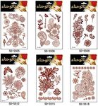 AHIER Henna Tattoo, 6 Sheets Henna Stickers, Waterproof Red Henna Tattoo Stickers for Women