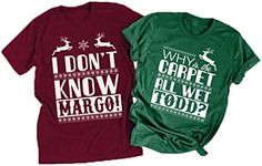 Todd Margo T-Shirt Matching Couples Christmas Tee Tops Funny Letter Print Casual Holiday Shirt Couples Ugly Xmas Shirt, Men-wine Red, Medium