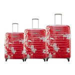 Skybags Trooper 55Cm + 65Cm + 75Cm Polycarbonate Red and White Hardsided Cabin+ Spinner Suitcase Check-in 4 Wheels Luggage Set