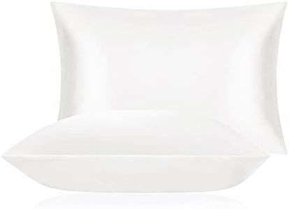 DISANGNI 100% Mulberry Silk Silk Pillowcase, Used for Hair and Skin, Envelope Type, Silk on one Side and Tencel on The Other Side (1pc Standard Size 20" x26" White)