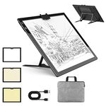 Wireless A3 Light Pad with Carrying Case, QENSPE Rechargeable Battery Powered LED Tracing Light Box, 3 Color Modes and 6 Levels Brightness Dimmable A3 Light Copy Board for Diamond Painting with Stand