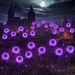 KOOPER Halloween Decor Eyeball Lights, 2 Pack Solar Eyeball Stake Lights Halloween Decorations, Waterproof Solar Halloween Lights Outdoor for Pathway Yard Garden Halloween Decorations (Purple)