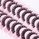 False Eyelashes Russian Strip Lashes Natural Fluffy Wispy D Curly 10 Pairs Reusable Fake Eyelashes Faux Mink Lashes Thick Short Soft Eyes Lash