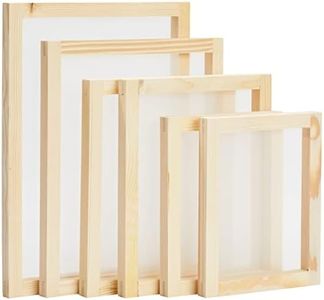 6-Piece Set Wood Silk Screen Frame for Beginners and Kids Starter Kit, 110 White Mesh, 6x8", 8x10", 10x12", 10x14" Frames (4 Sizes)