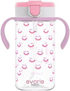 Evorie Straw Water Bottle with Handles for Babies & Kids 12 Months+ 300mL - BPA-Free, Spill-Proof, Leak-Proof & Tritan Toddler Sippy Cup (Smiles)