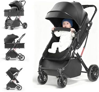 3in1 Aluminium Alloy Pram Baby Stroller, Lightweight Travel Pram for Newborn to Toddler, Adjustable Reclining Seat, Foldable Design, Storage Basket, 5-Point Harness & Sun Canopy, Lightweight Travel Baby Pram