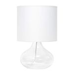 Simple Designs LT2063-CLW Glass Raindrop Table Lamp with Fabric Shade, Clear with White Shade