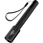 ANSMANN LED Torch, 150 Lumens Ultra Bright Flashlight [Black] Splash, Shock & Dust Proof Light Includes 1 x AA Battery & Wrist Strap Ideal For Outdoor Activities-3 Year Warranty, Aluminium