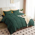 JOKOLO Queen Size Comforter Set - 3 Pieces, 1 Reversible Comforter and 2 Pillowcases,Soft Quilted Warm Fluffy Cooling Bedding for All Season,Green