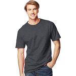 Hanes Men's Beefy Short Sleeve Tee Value Pack (2-Pack) (Availble in Tall) T-Shirt, Charcoal Heather, Medium (Pack of 2)