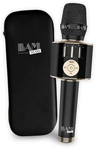 BAM KARAOKE TO GO : Le Micro Karaoké - Micro Haute-Définition Sans-Fil, Enceinte intégrée 8W, Connexion Bluetooth, 5 Effets de Voix - Noir