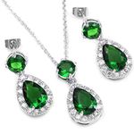FC JORY Silver White Gold GP Multi-color Crystal Teardrop Necklace Earrings fashion jewelry sets Valentines Day Gifts, Metal, Cubic Zirconia