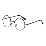 Reading Glasses Black for Women Men Retro Round Metal Frame Clear Lens Stylish with Glasses Case, 1.0