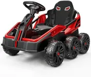 FanttikRide X7 Pro 6x6 24V Ride on Toys for Big Kids, Six Eva Wheels UTV, 4x75W 5.9MPH Powerful Electric Car, 4WD/2WD Switch, Parent Remote, Four Shock Absorbers, for Ages Three and Up, Red