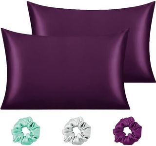 Cloth Fusion Satin Pillow Cover Set of 2 for Hair and Skin Care, Perfect Pillow case with 3 Satin Soft Scrunchies for Women (17x27 inches, Wine), Solid, 400 TC