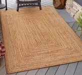 HOMIDATE Jute Braided Rug 5x7 Ft, Tightly Braided Chindi and Jute Rug, Reversible,Durable,Sustainable Rug Pad, Shag Rugs for Bedroom, Floor Rug, Bedroom Rugs, Jute Kitchen Rug-60x84 Natural