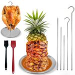 Al Pastor Skewer for Grill,Stainless Steel Vertical Skewer,Brazilian Spit Stand with 3 Removable Spikes,2 Chicken Hangers and 2 Brushes,Perfect for Tacos Al Pastor,Shawarma, on Smoker,Oven