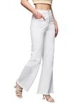 Miss Chase Women's Boot Cut High/Mid Rise Clean Look Regular/Cropped Stretchable Denim Jeans (Plus (MCSS24DEN79-03-82-32, White, 32)