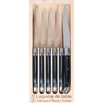 Laguiole 6 x Steak Knifes | Black Colour | Knifes Set In wooden Tray | Made In France