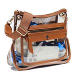 Clear Crossbody Bags for Women Stadium Approved Clear Purse for Concert Transparent Events Plastic Bag, Brown