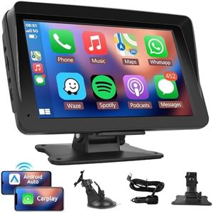 Rimoody Wireless CarPlay Screen Portable Car Radio Android Auto Screen, 7 Inch Touchscreen Bluetooth AirPlay Portable Car Radio with FM Transmitter Voice Control