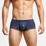 2022 Men Underwear Button Pouch New Comfy Soft Solid Sexy Low Waist Boxer Briefs Underwear U Convex Pouch Lingerie Underpants