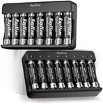 Rechargeable AA Batteries with Charger - 16Pack 2800 mAh High Capacity Ni-MH Rechargeable Double A Batteries, 2Pack 8 Slots Battery Charger for Ni-Mh/Ni-Cd Rechargeable Battery