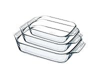 Pyrex 8023510 Set of 3 Borosilicate Glass Oven Plates – Extreme Resistance – Made in France