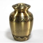 eSplanade Brass Cremation Urn Keepsake Memorial Human Ashes Container Jar Pot | Burial Funeral Urns | Golden- 6" Inches (Medium Size)