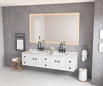84x48 Inch Oversized LED Bathroom Mirror, High Lumen Full Length Bedroom Mirror, Dimmable Lighted Hair Salon Vanity Mirror, Anti-Fog, Plug or Hardwire, Reinforced Packaging, Shatter-Resistant