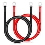 Zocipro 70cm Car Battery Cable, 2Pcs 16mm² 5AWG Battery Cable Red and Black Inverter Cable, M8 Battery Cables 12V Heavy Duty for Auto, Truck, Motorcycle, Solar, RV, Marine