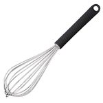 Starchef Stainless Steel Whisk Egg Beater Anti-Slip Silicone Handle Comfortable Grip（11"/Black）