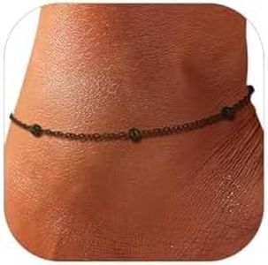 U7 Black Bead Ankle Bracelet, Stainless Steel Ball Bead Chain Women Anklets, Foot Bracelets for Women,8.5"