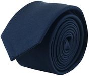 John William Clothing 100% Silk Handmade Navy Blue 2 Inch Skinny Tie Men's Necktie by John William