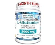 L-Glutamine Powder, Corn-Free, Non-GMO, 100-Day Supply, Vegan L Glutamine For Gut Health & Post Workout (500 mg)