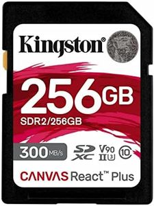 Kingston Canvas React Plus 256GB SD Card | SDXC UHS-II | 300R/260W U3 V90 | Full HD/4K/8K | SDR2/256GB
