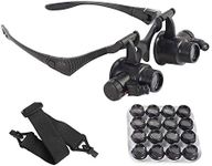 LED Illuminated Double Eye Jeweler Watch Repair Magnifying Glasses Loupe Watchmakers Headband Magnifier -8 Interchangeable Lens: 2.5X/4X/6X/8X/10X/15X/20X/25X