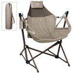 TIMBER RIDGE Hammock Camping Chair with Adjustable Backrest, Heavy Duty Folding Hammock Chair Supports 300lbs, Portable Hammock Chair for Camping, Travelling and Patio, Tan