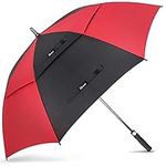 NINEMAX Large Golf Umbrella Windproof Strong 62 Inch,Extra Big Stick Umbrellas Automatic Open - Gents Umbrella Double Canopy (Black/Red)