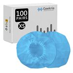 Geekria 100 Pairs Extra-Small Non-Woven Fabric Disposable Headphone Covers/Earphone Covers/Ear Pads Protector/Stretchable Sanitary Earcup, Fits 1.2"-2.4" Headsets (Blue)