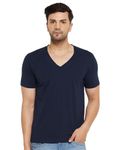 WILD WEST Mens V Neck Navy Half Sleeve Tshirt for Men (f3)