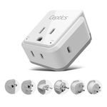 Ceptics World Travel Plug Adapter Set, Safe USB-C 3.0-2 USA Socket,30W PD & QC - Compact & Powerful - Use in Europe Includes Type A, B, C, E/F, G, I SWadAPt Attachments (PAK-30-WS)