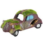 Fish Tank Resin Flocking Car Decoration, Aquarium Sunken Classic Cars Fish Playing Hiding Ornament Landscape Decor(Car)