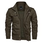 KEFITEVD Men's Military Bomber Jackets Cargo Work Jacket Casual Full Zip Coat Windbreaker, Coffee, M