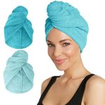 Turbie Twist Microfiber Hair Towel (2 Pack) Light Aqua - Dark Aqua